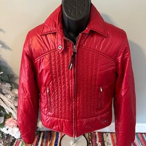 NEW Tommy Jeans Puffer Jacket Full Zipper Shine Red Large
